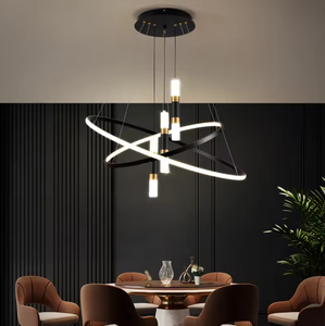 Illuminazione dello zelo Design moderno semplice <span class=keywords><strong>lampadari</strong></span> a cerchio pendente anello chiaro nero <span class=keywords><strong>con</strong></span> faretto - Product Image 5