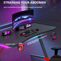 Bureau de jeu pour ordinateur en fibre de carbone noire avec éclairage d'ambiance RGB pour la maison et les bureaux e-sportifs (vente en gros)