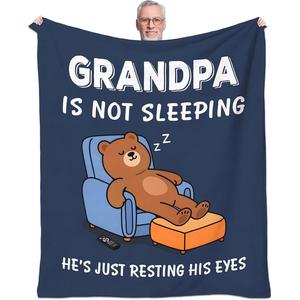 <b>Blue</b> Quilted Grandma Quotes Flannel <b>Blanket</b> <b>Throw</b> <b>Blanket</b> Nap <b>Blanket</b> Machine Washable Fade Resistant for Bedroom Living Room - Product Image 1