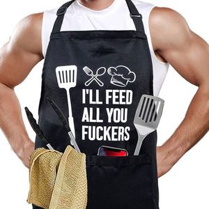 Custom Logo Unisex Cotton Black Apron Full Printing Design Apron With Pocket Waterproof Adjustable Bib for Kitchen Bbq Apron - Product Image 3