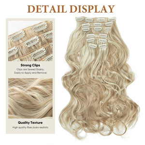 <span class=keywords><strong>Sela</strong></span> Extensiones de Clip de onda de cuerpo rizado de 7 piezas para mujer Peluca de estilo americano europeo Fibra de alta temperatura Dropshipping directo - Product Image 3