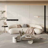 Canapé en tissu bouclé incurvé, style moderne minimaliste, ensemble modulaire en forme de croissant, garni de mousse, couleur crème, pour salon