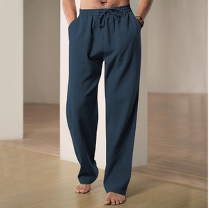 2024 europeo e americano primavera/estate <span class=keywords><strong>pantaloni</strong></span> larghi da <span class=keywords><strong>uomo</strong></span> a gamba larga sottile e traspirante cotone larghi <span class=keywords><strong>pantaloni</strong></span> sportivi Casual - Product Image 2