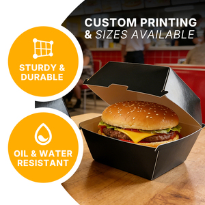 Cajas de Cartón Kraft Reutilizables, Impermeables y Ecológicas con Ranuras para Hamburguesas, Acabado Mate para Comida para Llevar, Sliders, Sándwiches y Postres - Product Image 4