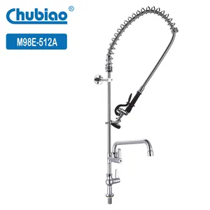 Hotel Kitchen Single Temperature Rinse Faucet Restaurant Pull Dishwasher Pre-Wash Brass Tap