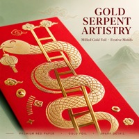 Enveloppes rouges personnalisées Année du Serpent 2025 - Sachets CNY Serpent de la Fortune en feuille d'or, Logo et couleur personnalisés