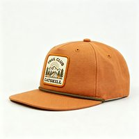 Casquette de sport en coton à 5 panneaux unisexe avec visière plate, patch en PU, couleur unie, broderie personnalisée, casquette de baseball