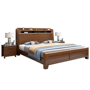 Chinese Style Walnut Wood Storage <b>Double</b> <b>Bed</b> 1.8m x 1.5m High <b>Box</b> Solid Wood Master Bedroom <b>Bed</b> - Product Image 5