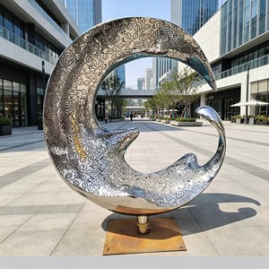 Escultura Grande de Acero Inoxidable con Forma de Ola Fluida Abstracta, Decoración Moderna para Jardín <span class=keywords><strong>Zen</strong></span>, Villa o Exteriores - Product Image 6