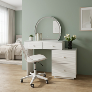 Modern Makeup <b>Vanity</b> <b>Table</b> with Adjustable <b>Mirror</b> Storage Desk for Bedroom Furniture - Product Image 3