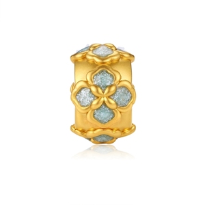 Forme haut de gamme perlée 24K or massif bijoux résultats composants 1.8mm ouverture artisanat ancien paillettes émail ton bleu - Product Image 2