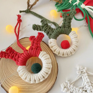 Đồ trang trí cây Giáng sinh treo tường Giáng sinh Hươu Mặt dây chuyền Quà Tặng Giáng sinh dệt thủ công món quà Giáng sinh vòng tròn trang trí - Product Image 5