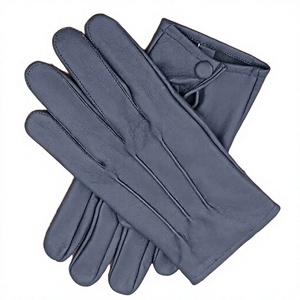 Grey Black Sheep Leather <b>Winter</b> Driving <b>Gloves</b> for Men and <b>Women</b> with Full Finger Protection and Adjustable Wrist Strap - Product Image 2