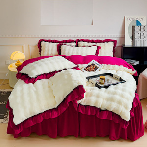 Juego de edredón de cama doble tamaño King de 4 piezas de lujo, edredón y funda de almohada de terciopelo suave, ropa de cama moderna elegante - Product Image 1