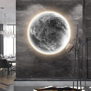 Lampu Dinding LED bulan kreatif koridor cetak Modern sederhana dan lukisan dinding latar belakang ruang tamu untuk subjek potret