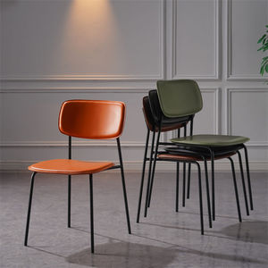 Meubles modernes à bas prix chaises en tissu empilables resaturant pied en métal cuir dur salle à manger Charis - Product Image 6