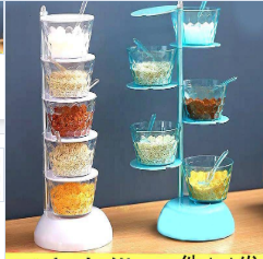 Boîte d'assaisonnement verticale rotative 5 couches sel sucre multicouche assaisonnement boîte de rangement boîte <span class=keywords><strong>à</strong></span> <span class=keywords><strong>épices</strong></span> pot accessoires de cuisine - Product Image 2