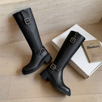 Bottes d'hiver à bout rond et à fermeture éclair, décorées de boucles, pour l'équitation