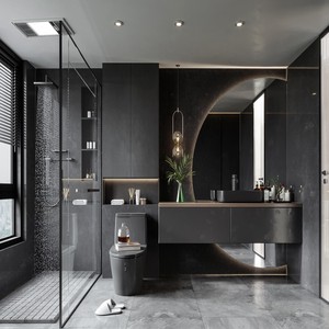 Espejo de Maquillaje Moderno de Vidrio Wenge para <span class=keywords><strong>Baño</strong></span> con Escritorio y Silla, Combinación de Lavabo y <span class=keywords><strong>Mueble</strong></span> para Apartamento - Product Image 2