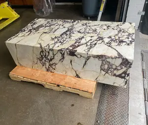 Customized Rectangle Marble Plinth Calacatta Viola Marble Coffee Table Side Table Pedestal Display Stand