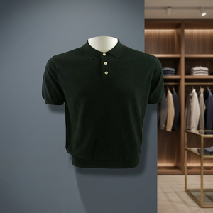 Chemise à col roulé pour homme, 280 grammes, style formel, en tissu jersey non tissé, motif à carreaux, impression numérique, lavée, séchage rapide - Product Image 3