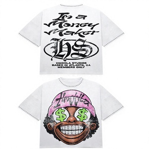 T-shirt oversize streetwear pour homme avec imprimé de personnage, manches courtes, jersey de coton, col rond, design graphique, logo sur le devant - Product Image 1