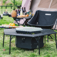Table d'appoint pliable et portable en métal pour foyer extérieur et camping