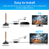 Antenne TV magnétique extérieure, amplificateur, décodeur numérique HDTV, ATSC DTMB ISDB-T DVBT2, signal puissant