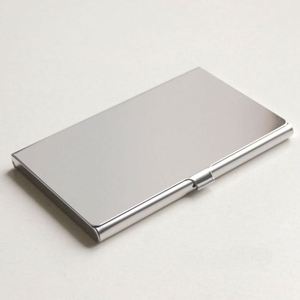 Slim Stainless Steel Business Credit Id Card Holder <b>Wallet</b> Custom Laser Print <b>Metal</b> Case - Product Image 1