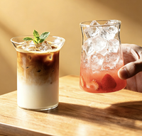 Gobelet en verre pour latte glacé de 380 ml, verre à café transparent en borosilicate de haute qualité, réutilisable, pour thé au lait, jus, verrerie pour café