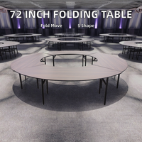 Table de mariage au design moderne avec plateau en métal et contreplaqué, table ronde pliante vernie pour la restauration hôtelière et la location, mobilier