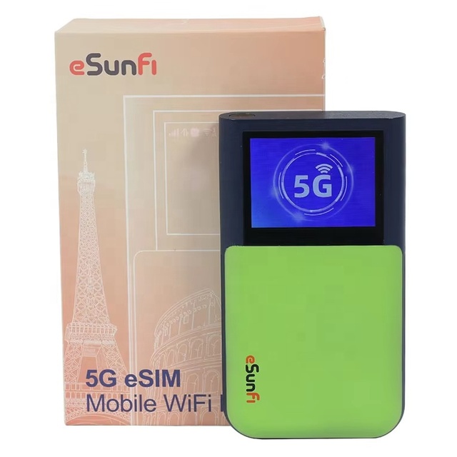Portable Dual-Band WiFi Router Mini Pocket WiFi6 Built-in ESIM 5G Wireless Hotspot Firewall Qualcomm Chipset 4500mAh Battery for