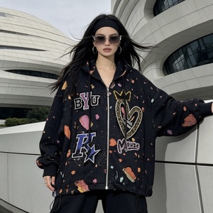 6859/Vendita Diretta di Felpe con Cappuccio e Zip alla Moda con Stampa Colorata a Pois, Abbigliamento Streetwear, Camicie Casual da <span class=keywords><strong>Donna</strong></span> per Uso Quotidiano - Product Image 2