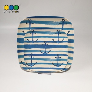 Meilleur vente fibre de bambou 17 pouces rect poignée traysindoor et en plein air à manger plateaux de service pour en gros - Product Image 2
