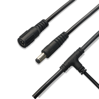 Câble d'alimentation noir 2464 pour barre lumineuse LED, type fourche en T, avec connecteur femelle et cinq connecteurs mâles