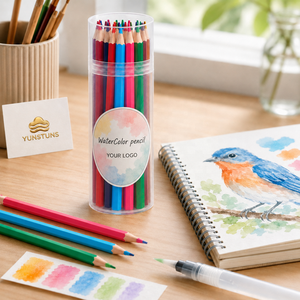 Ensemble de crayons aquarellables, 12 couleurs assorties, corps en bois, mine lisse soluble dans l'eau, pour dessin, croquis, coloriage, crayons d'art - Product Image 2
