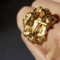 Bague ouverte rétro pour homme Novito, base en cuivre, plaqué argent antique, zircon, style vintage Renaissance, bijou géométrique pour l'index