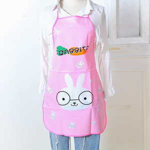 Korean Style Cartoon Rabbit Apron Pink Oil Proof Waterproof Kitchen Half Length Sleeveless Adult Daily Use - Product Image 2