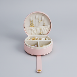 Astuccio Portagioie Vintage a Mezza Luna in Pelle con Cerniera Rosa, Bianco, Verde per Casa e Viaggi - Product Image 2