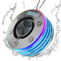 Haut-parleur de douche de haut-parleurs portables étanches à HS-IPX7 avec ventouse, spectacle de lumière, horloge d'affichage à LED Radio FM de douche