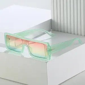 도매 사용자 정의 좋은 가격 캔디 색상 패션 2022 사각 프레임 안경 원피스 렌즈 고품질 큰 프레임 선글라스
