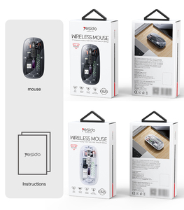 Yesido nút tắt tiếng chuột không dây trong suốt 2.4G + BT kết nối hai chế độ thiết kế công thái học tinh thể - Product Image 6