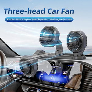 YATE 24V 12V USB Triple <b>Heads</b> 4 Inch Blade 12W Stepless Wind Speed Car <b>Fan</b> for Dashboard Truck Boat Cabin Van - Product Image 2