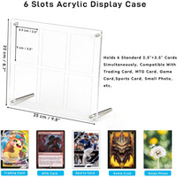 Étui de présentation de cartes en acrylique premium à 6 emplacements avec fermeture à bouton pour cartes de sport, MTG, TCG et cartes à collectionner