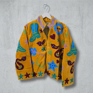 Chaqueta de terciopelo bordada a mano con cadena de colores para mujer, estilo retro vaquero occidental, con estampado, abierta por delante, tipo kimono, abrigos de invierno - Product Image 1