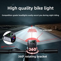 Nouvelle lampe de vélo à batterie 2026, haute luminosité, pour la conduite nocturne, avec feu arrière offert, longue autonomie, pour le camping et les activités extérieures