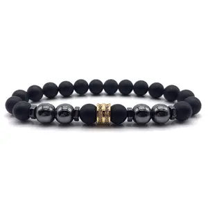 Neuheiten Mode Herren Charm Armband Klassische geometrische Hämatit kette