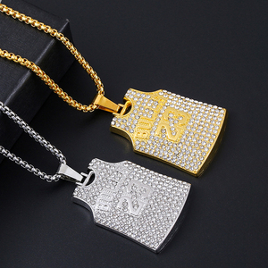 Nueva Joyería Hip-Hop Creativa y de Gran Venta, Chapada en Oro, con Circonitas, Personalizada con el Número <span class=keywords><strong>Jordan</strong></span> Colgante de cadena con eslabones de jersey 23 - Product Image 3