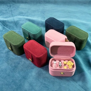 Custom Velvet Ring <b>Box</b> High Quality Mini Ring <b>Earring</b> <b>Box</b> Snap Closure Travel Jewelry Packaging Ring Custom logo - Product Image 5