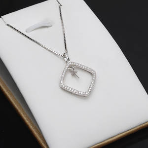 Pendentif féminin Han DIY en argent S925, forme de boîte, vide, accessoires de support pour bijoux, magnifique pendentif en perle - Product Image 5